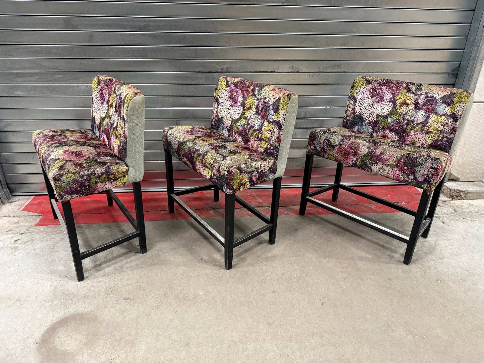 Set van 3 Barbanken met Bloemenprint, Ophalen, Gebruikt, Met voetsteun, 60 tot 90 cm