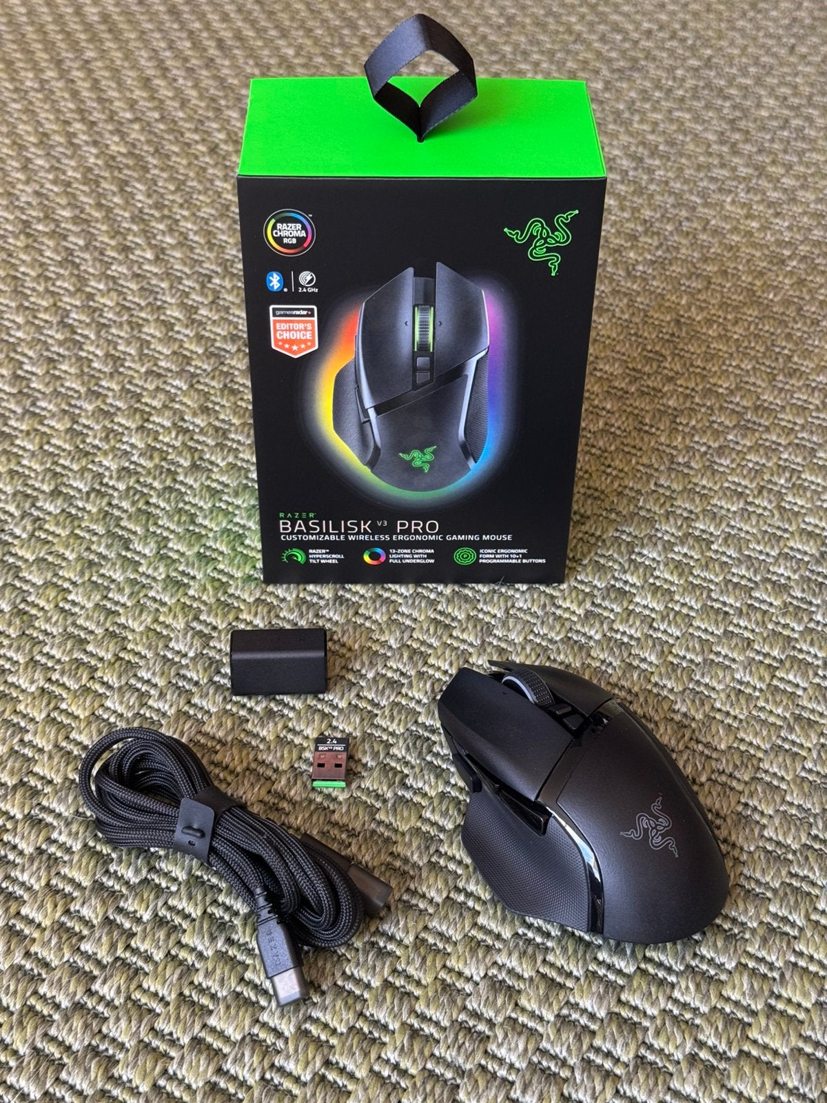 Razer Basilisk V3 Pro draadloze gaming muis, Computers en Software, Muizen, Rechtshandig, Muis, Gebruikt, Gaming muis