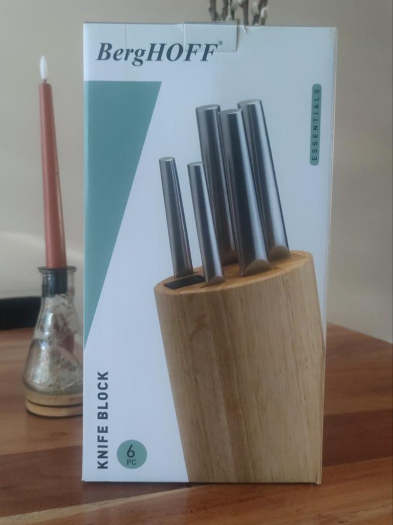 BergHOFF Essentials 6-delige Messenset met Messenblok, Ophalen of Verzenden, Nieuw, Rvs of Chroom, Bestekset
