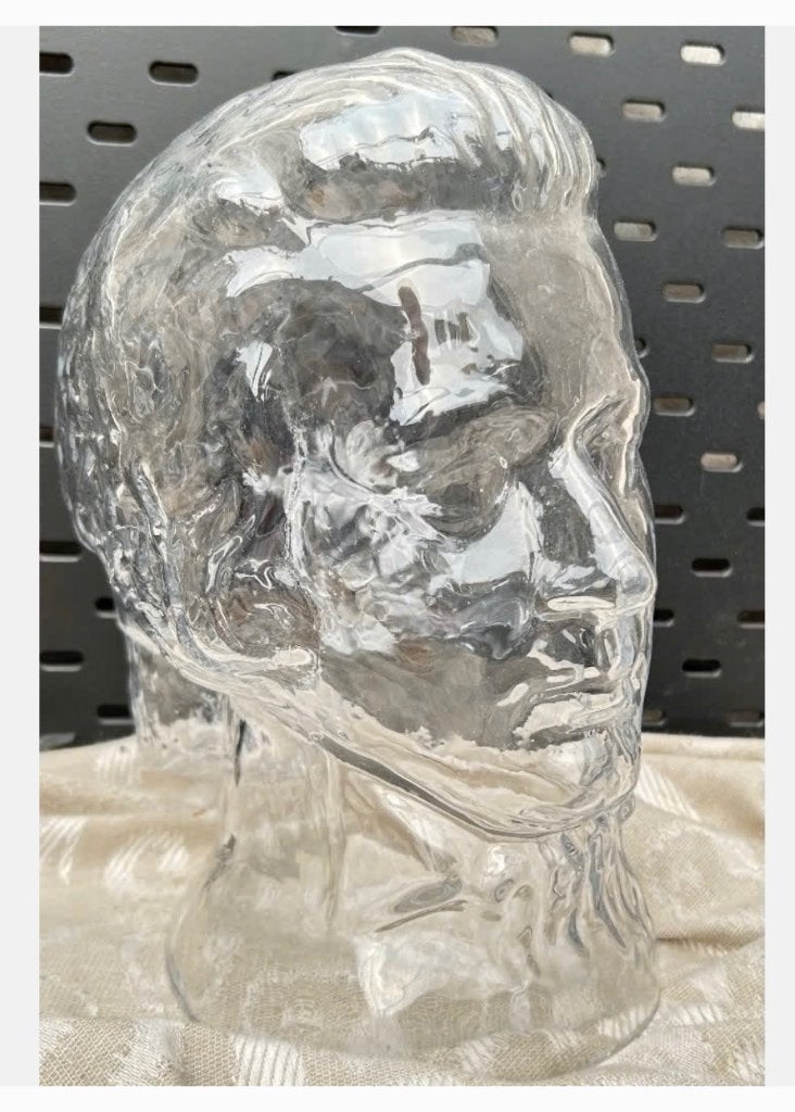 Vintage glazen hoofd Mozart, 25 cm hoog, Antiek en Kunst, Ophalen of Verzenden