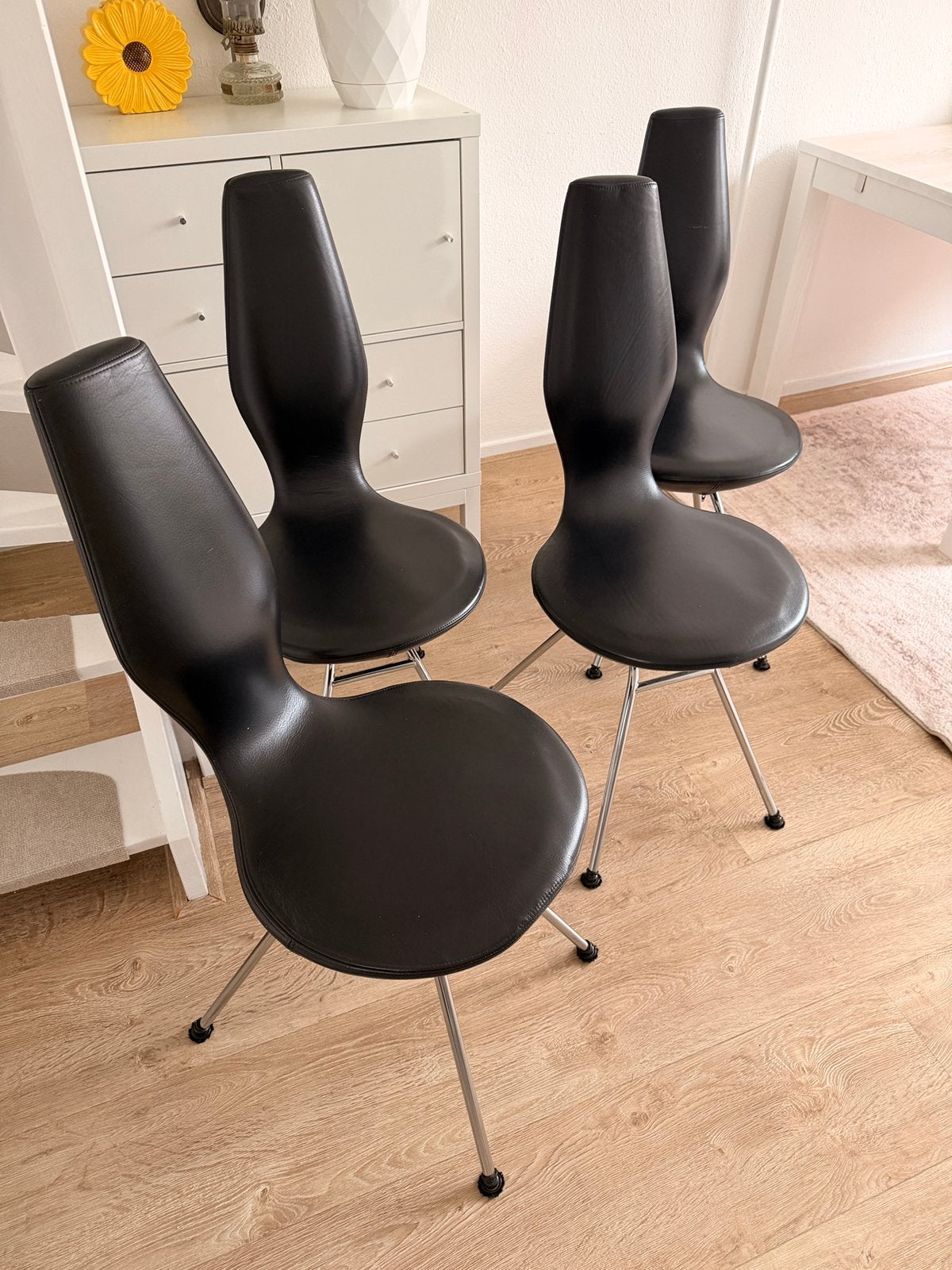 4 zwarte stokke date eetkamerstoelen, stoel ergonomisch, Huis en Inrichting, Ophalen, Zo goed als nieuw, Zwart