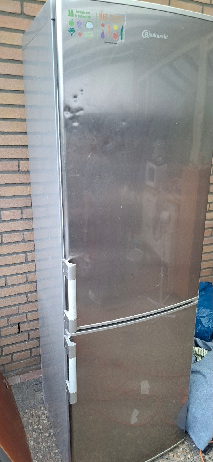 Bauknecht koelvries combinatie KGA325, zilver, Witgoed en Apparatuur, Koelkasten en IJskasten, Ophalen, Gebruikt, 200 liter of meer