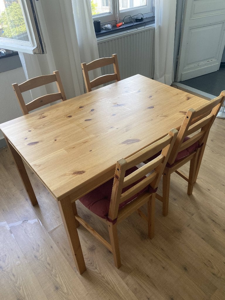 Eettafel met 4 Stoelen, Huis en Inrichting, Tafels | Eettafels, Ophalen, 100 tot 150 cm, 50 tot 100 cm, Zo goed als nieuw