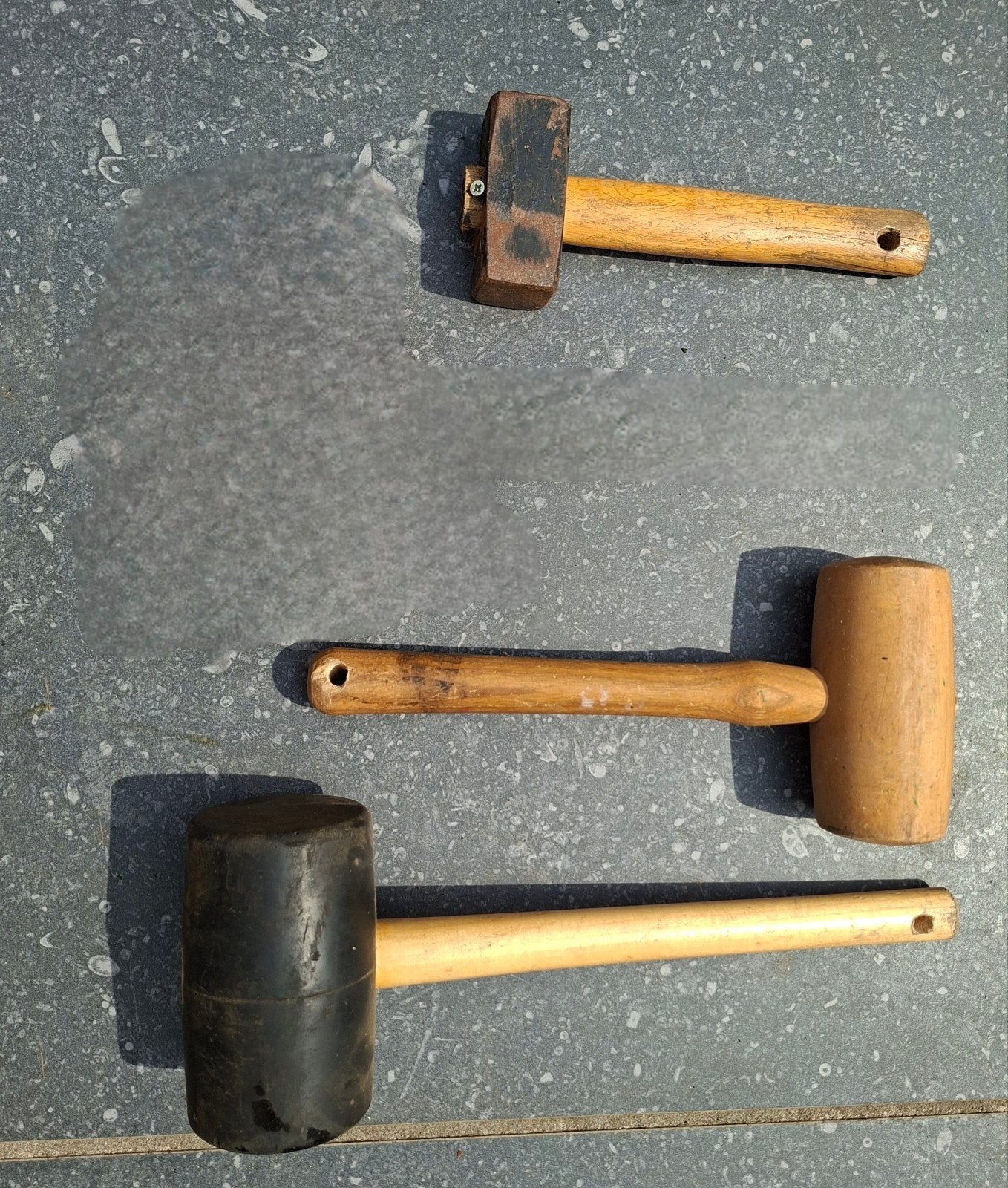 Set van 3 diverse soorten hamers. Hout, rubber, metaal., Doe-het-zelf en Verbouw, Ophalen of Verzenden, Gebruikt