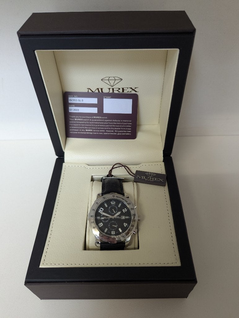 MUREX Swiss made chronograph ISC951-SL-3, Overige merken, Leer, Staal, Polshorloge