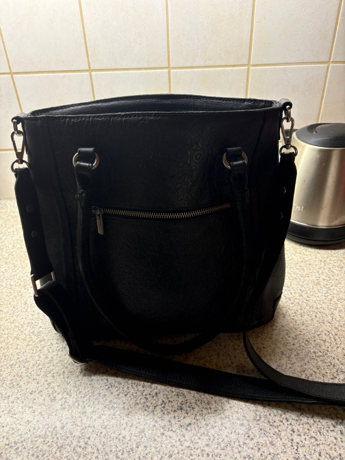 Cowboysbag panterprint shopper zwart zgan, Ophalen of Verzenden, Zo goed als nieuw, Zwart, Shopper