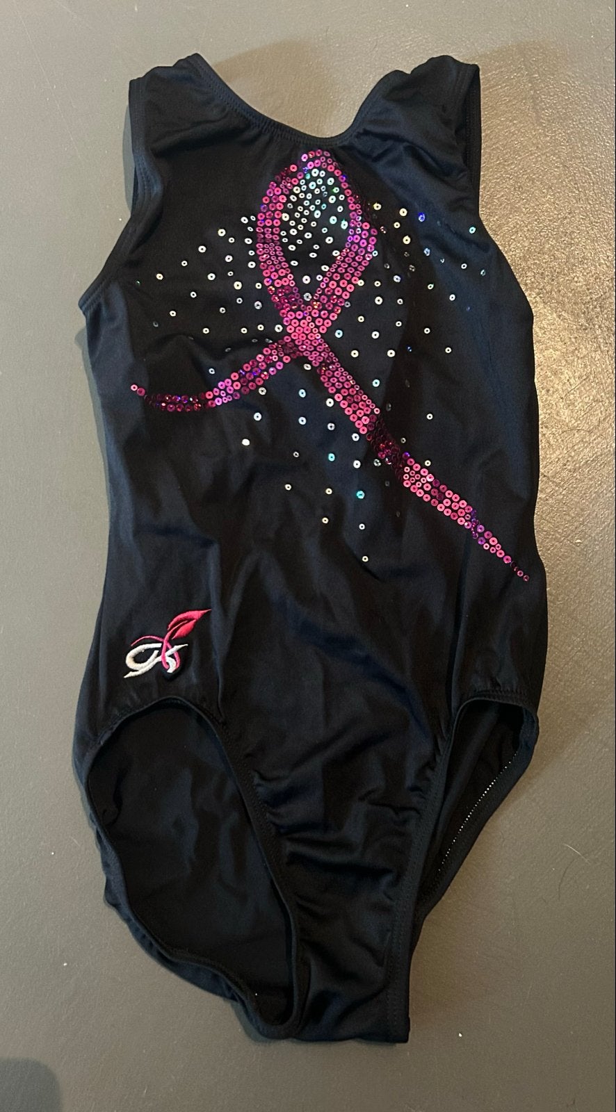 Zwart turnpakje met roze glitterlint, Ophalen of Verzenden, Zo goed als nieuw, Zwart, Overige typen