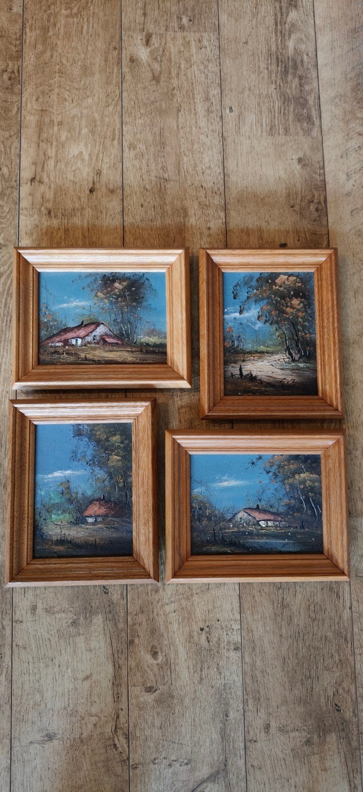 Uniek Vintage Vierluik L. Bennett – Authentieke Olieverf, Antiek en Kunst, Ophalen, Doek, Realistisch, Landschap