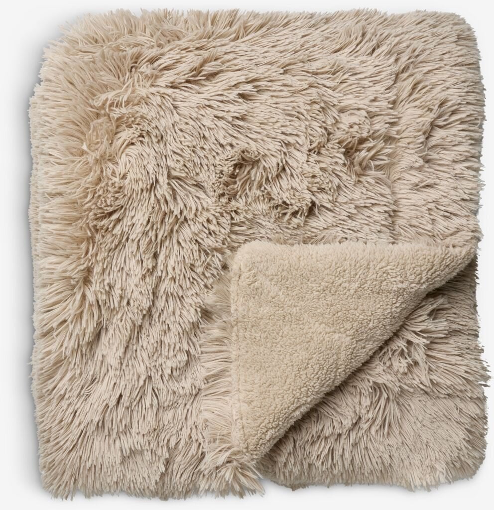 Jysk Plaid MYRFIOL 135x195 imitatiebont taupe, 135 cm, Gebruikt, Beige, Imitatiebont