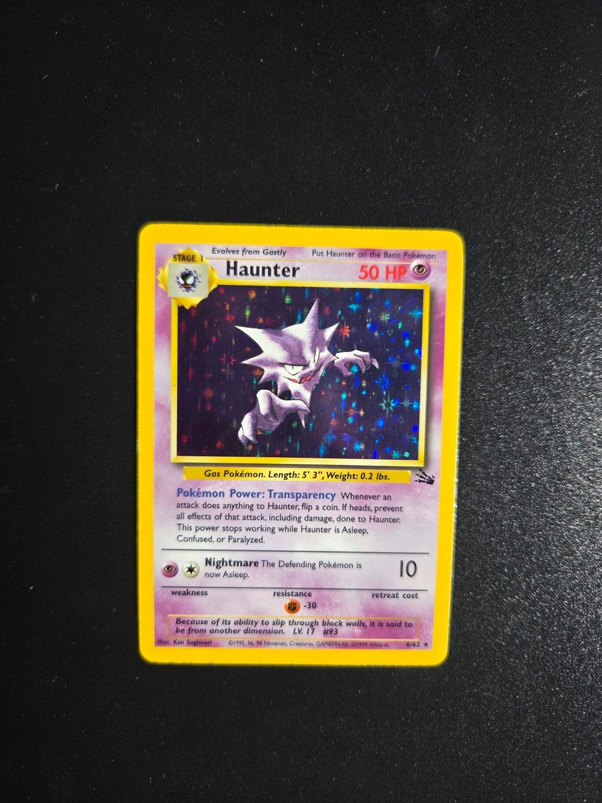 Haunter 6/62 Pokemon Fossil holo, Hobby en Vrije tijd, Verzamelkaartspellen | Pokémon, Ophalen of Verzenden, Zo goed als nieuw