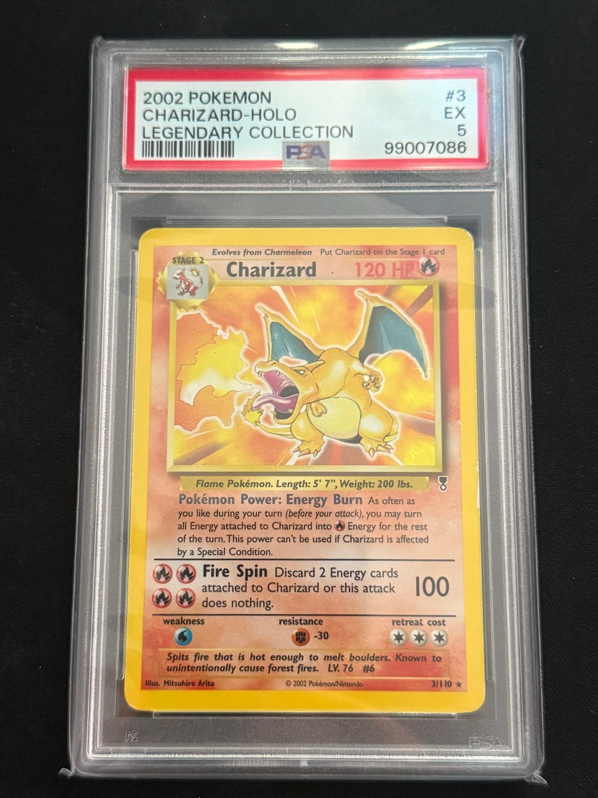 PSA 5 Charizard Holo 2002 Legendary Collection Pokémon Kaart, Hobby en Vrije tijd, Verzamelkaartspellen | Pokémon, Ophalen of Verzenden