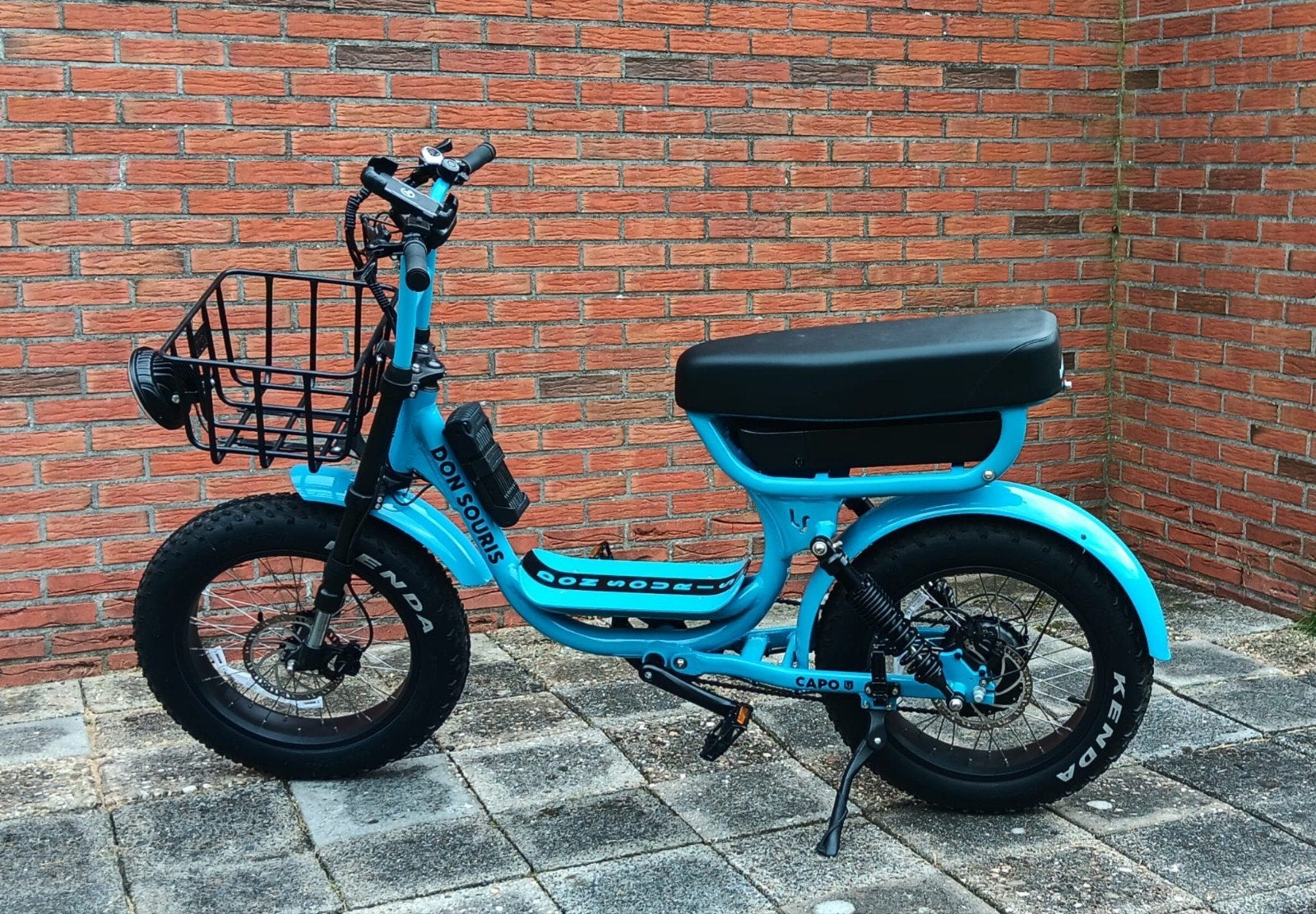 Don Souris E-bike - Fatbike met mand en duozit, Zo goed als nieuw, Minder dan 47 cm, 50 km per accu of meer, Ophalen