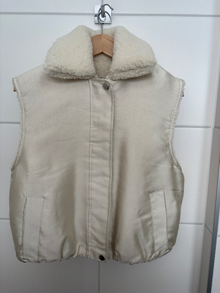 Zgan beige bodywarmer van Shoeby x Fred van Leer, XS/S., Beige, Ophalen of Verzenden, Zo goed als nieuw, Shoeby