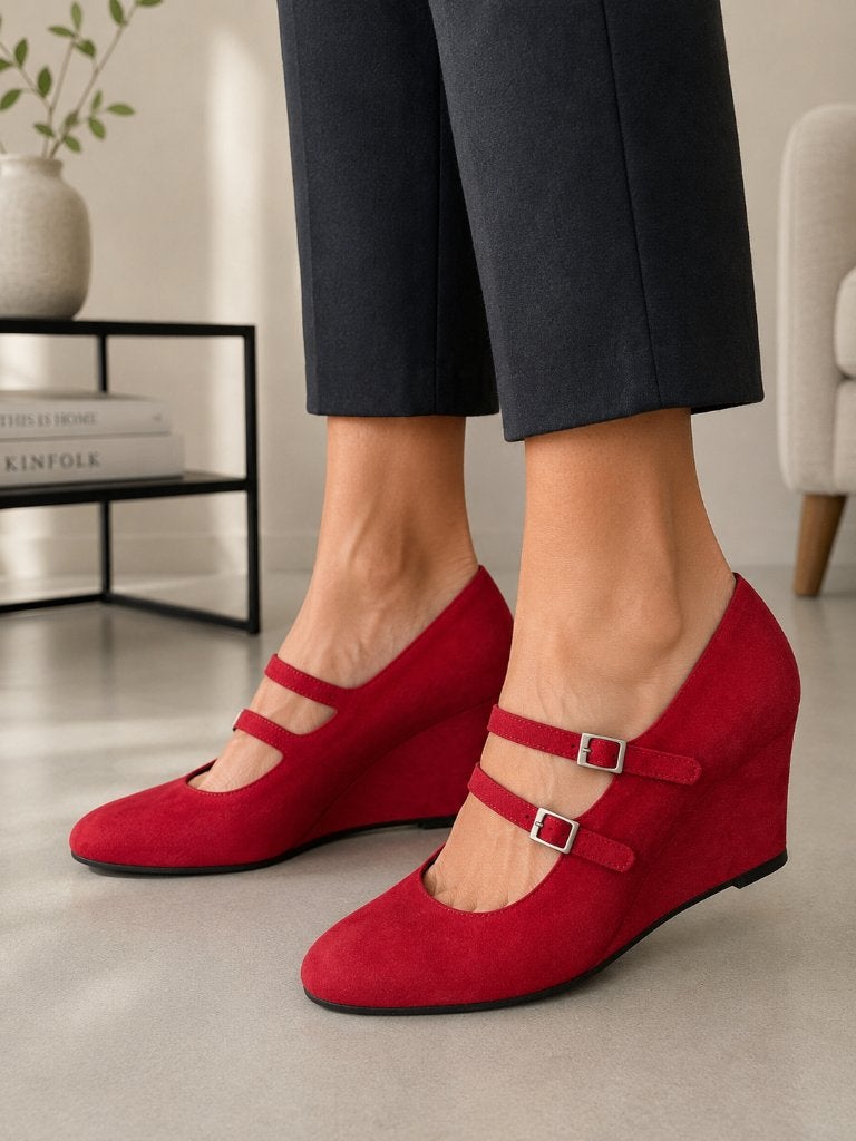 Carel Paris rode suède wedges / sleehakken – maat 39,5, Verzenden, Gedragen, Rood, Schoenen met hoge hakken