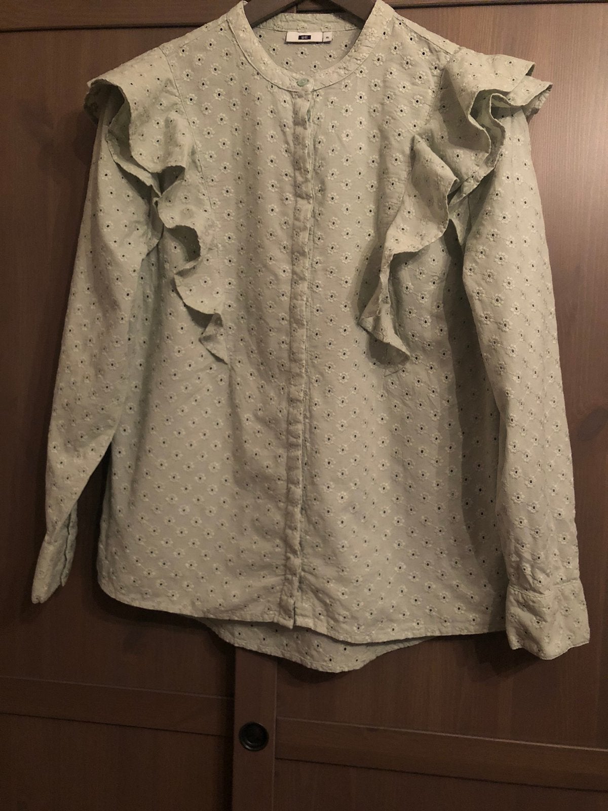 Dames blouse broderie WE licht groen XL zgan, Ophalen of Verzenden, Zo goed als nieuw, Maat 42/44 (L), Groen