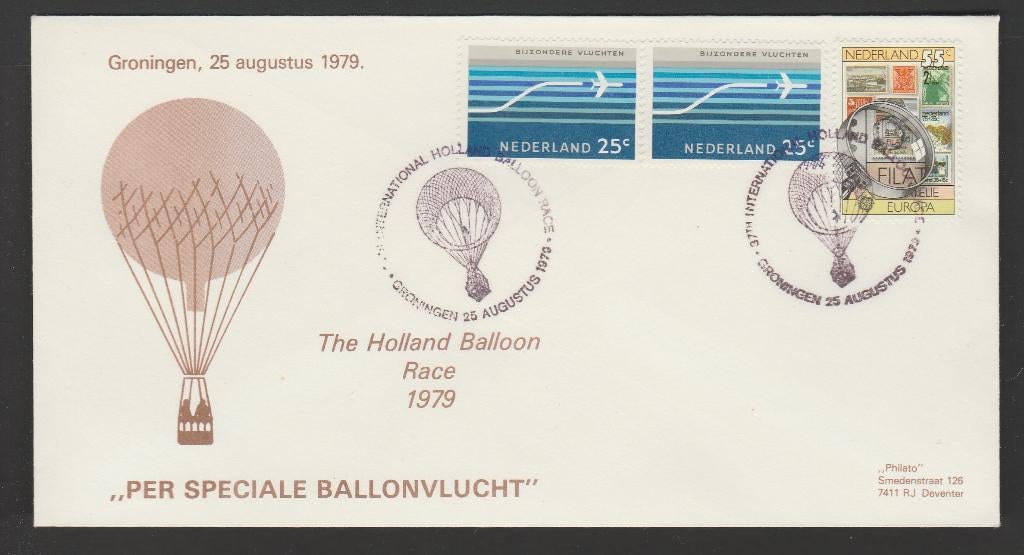 Speciale envelop ballonvlucht 25 augustus 1979, ballonvaart, Verzenden, Gestempeld, Overige thema's