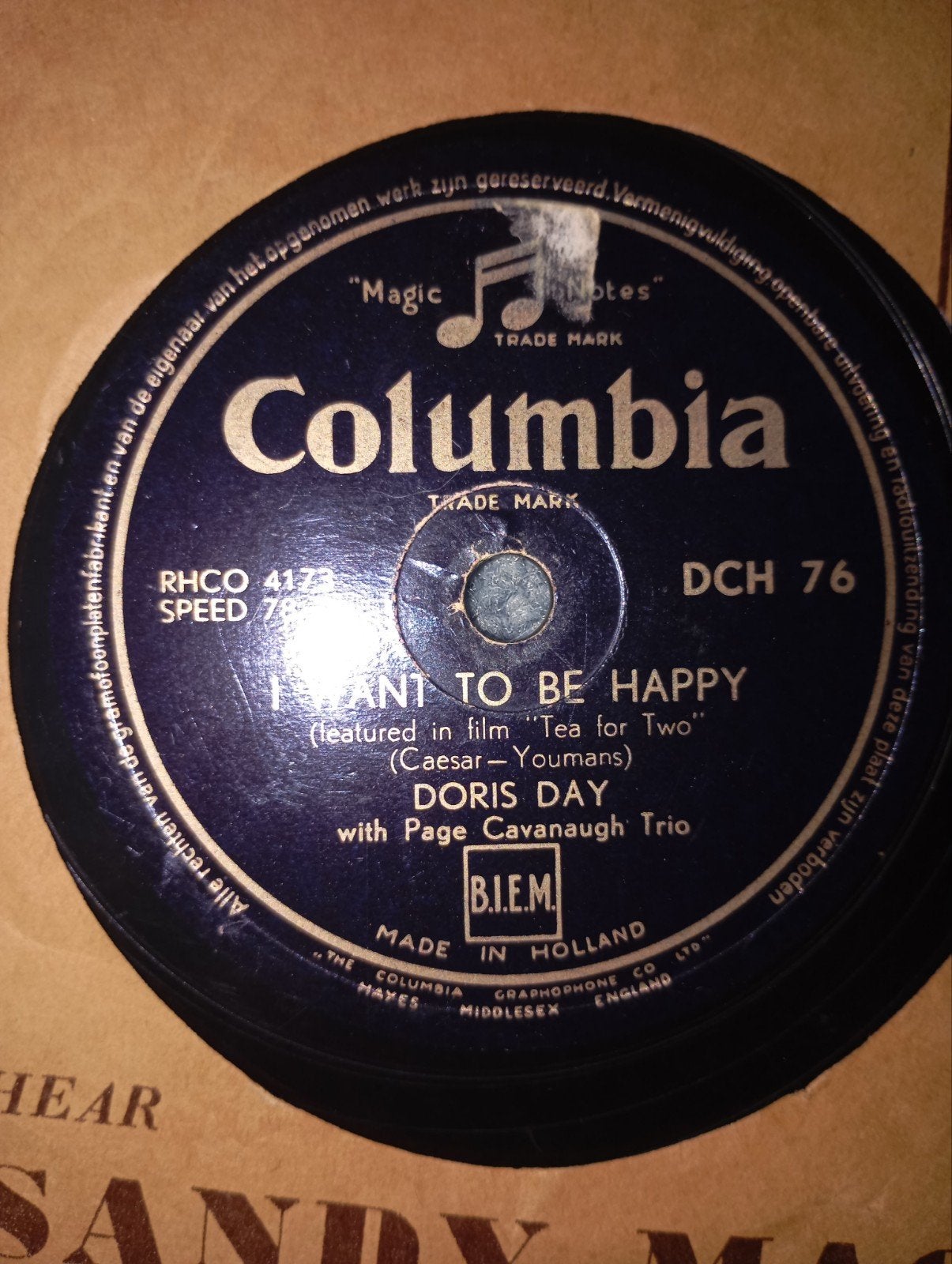 Vintage Doris Day I want to be Happy 78 Toeren, Verzamelen, Ophalen of Verzenden, Foto of Kaart