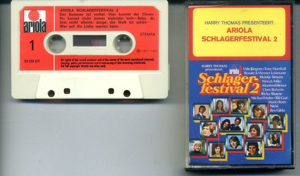 Ariola Schlagerfestival 2 13 nrs cassette 1974 ZGAN, 1 bandje, Ophalen of Verzenden, Zo goed als nieuw, Origineel