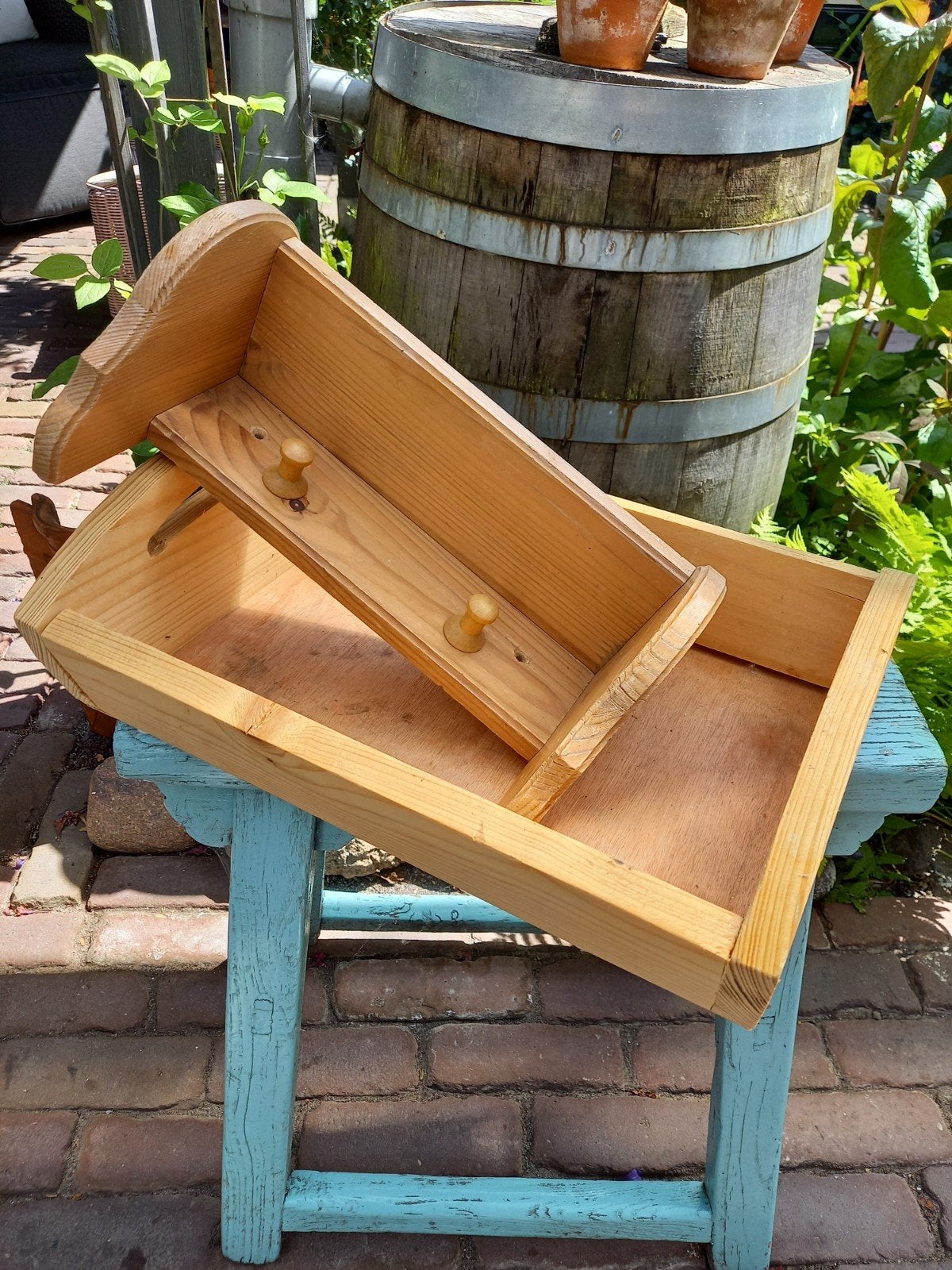 Houten bak en rekje massief hout, Ophalen of Verzenden
