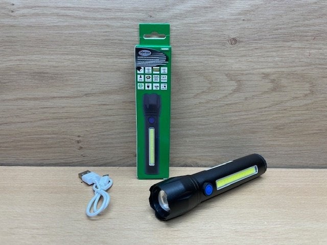 Zaklamp tactical LED + COB oplaadbaar 141mm., Eddiys, Espel, Nieuw, Info@eddiys.eu