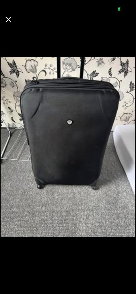 Zwarte reiskoffer met wieltjes en uitschuifbaar handvat, 30 cm of meer, Gebruikt, Zwart, Ophalen of Verzenden