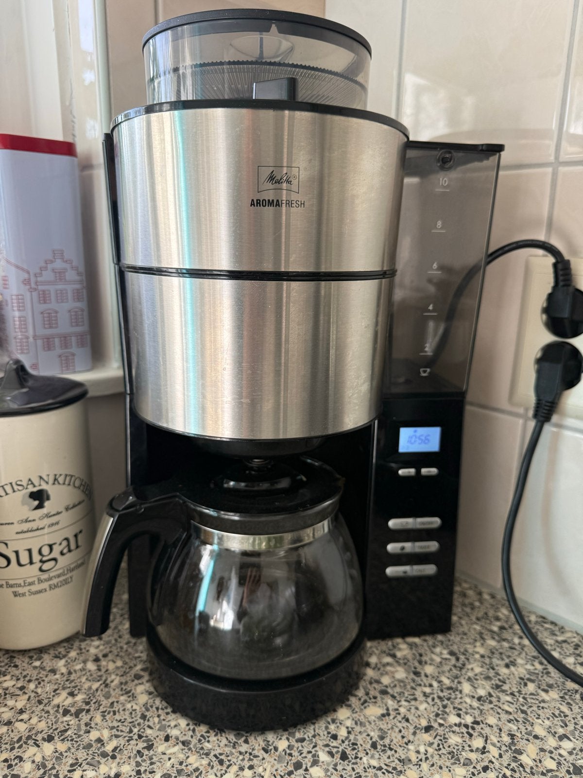 Melitta AromaFresh Koffiezetapparaat met bonenmaker, Ophalen of Verzenden, Gebruikt, Koffiemachine, Gemalen koffie