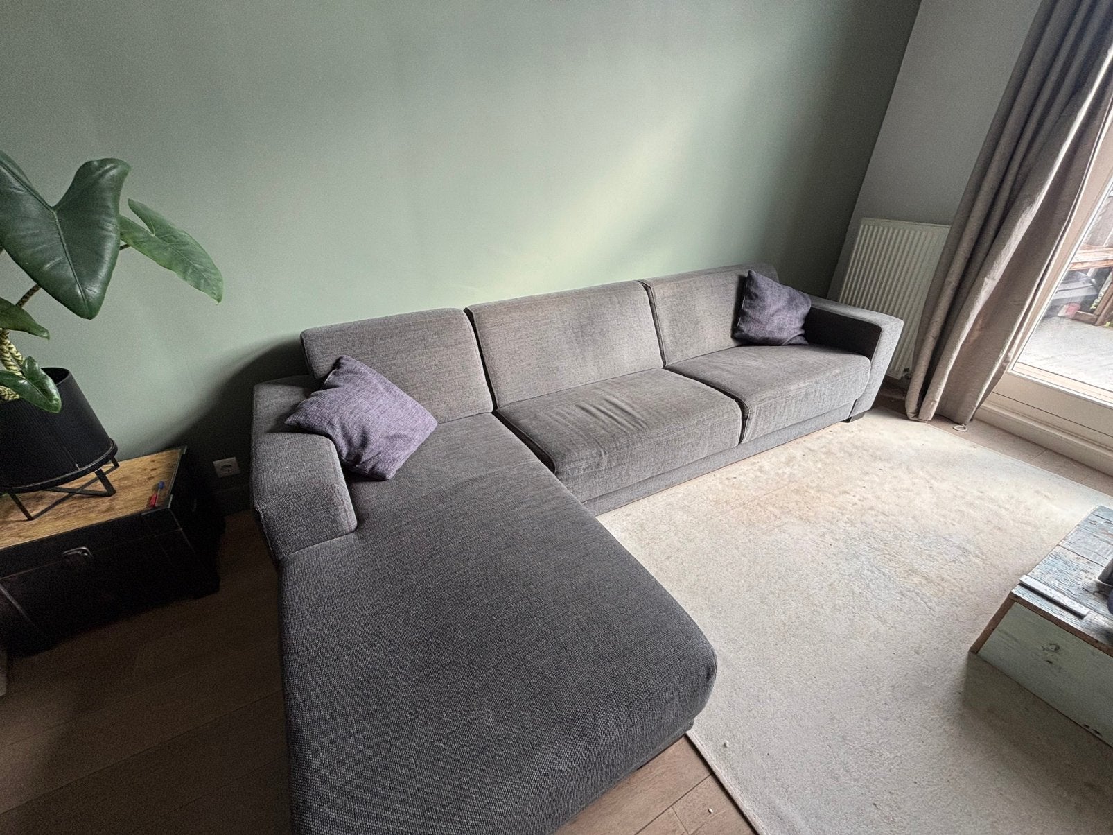 Bank met chaise longue aangeboden, Ophalen, Gebruikt, Stof