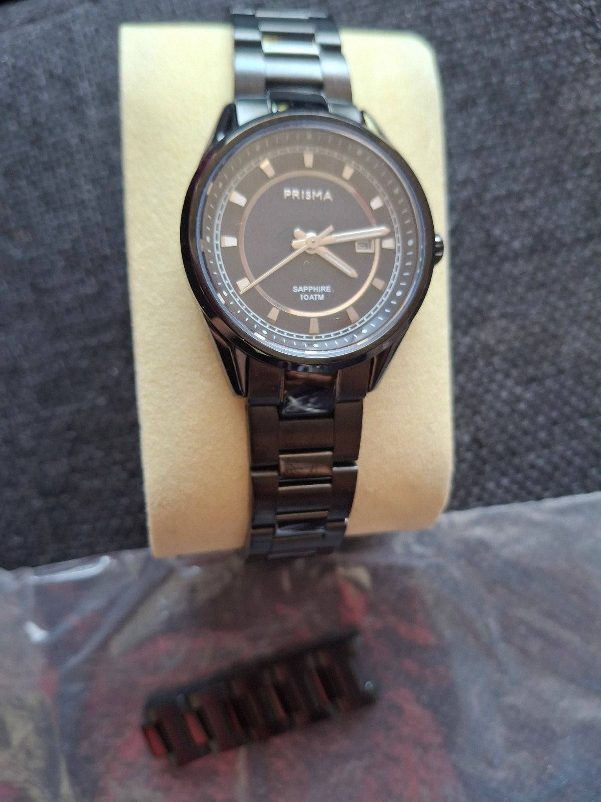 Prisma Sapphire 10ATM horloge Zwart, Ophalen of Verzenden, Zo goed als nieuw, Staal, Overige merken