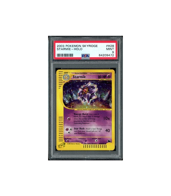 Pokemon Starmie e-Series Skyridge Holo #H28 PSA 9 - Swirl, Ophalen of Verzenden, Zo goed als nieuw, Losse kaart, Foil