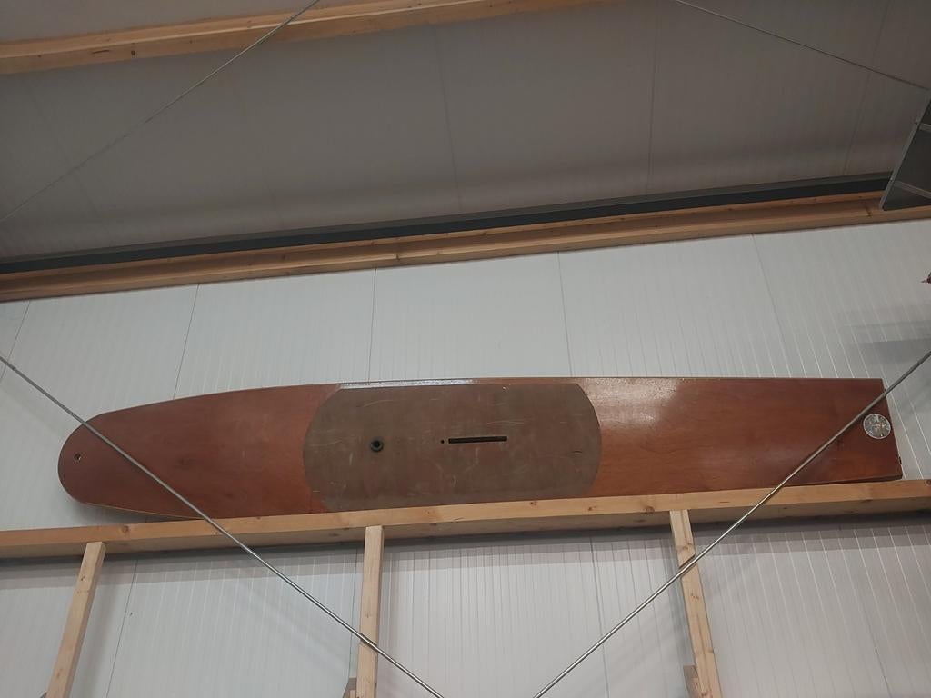 Old school houten surfplank, Watersport en Boten, Windsurfen, Ophalen, Gebruikt, Plank, 5 tot 7 m²