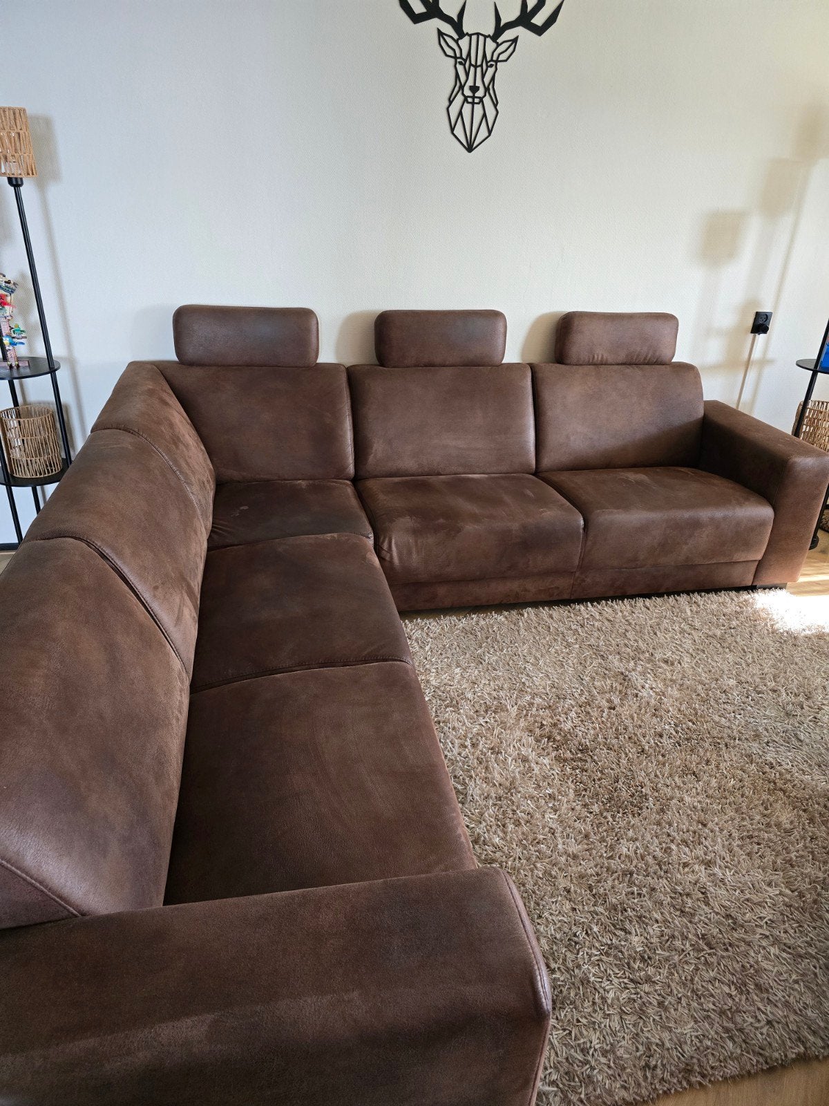 Luxe Alcana hoekbank - Pronto - Donkerbruin Texas stof, Huis en Inrichting, Ophalen, 250 tot 300 cm, Gebruikt, Hoekbank