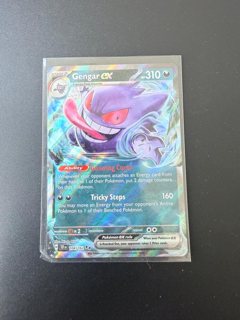 Gengar ex 104/162 - Pokemon kaart - Obsidian Flames, Ophalen of Verzenden, Zo goed als nieuw, Losse kaart, Foil