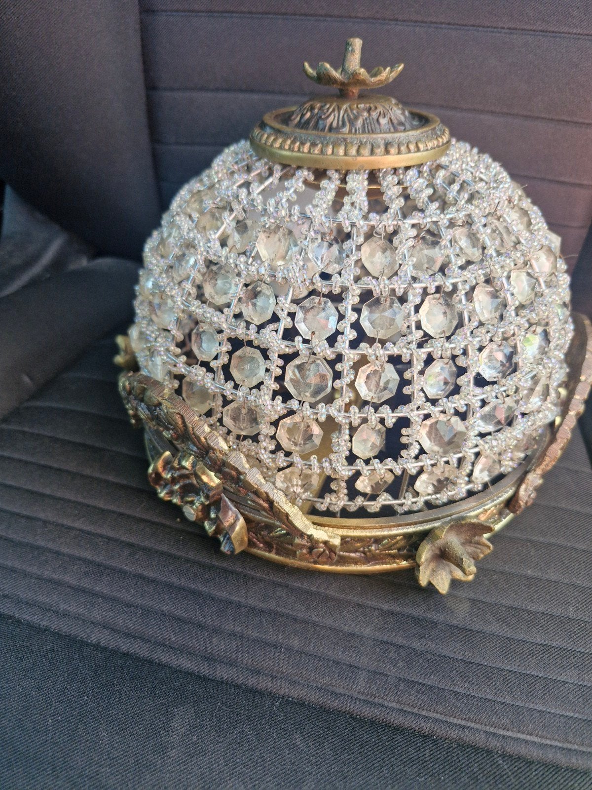 Antieke Kristallen Plafondlamp / Kroonluchter, Ophalen of Verzenden