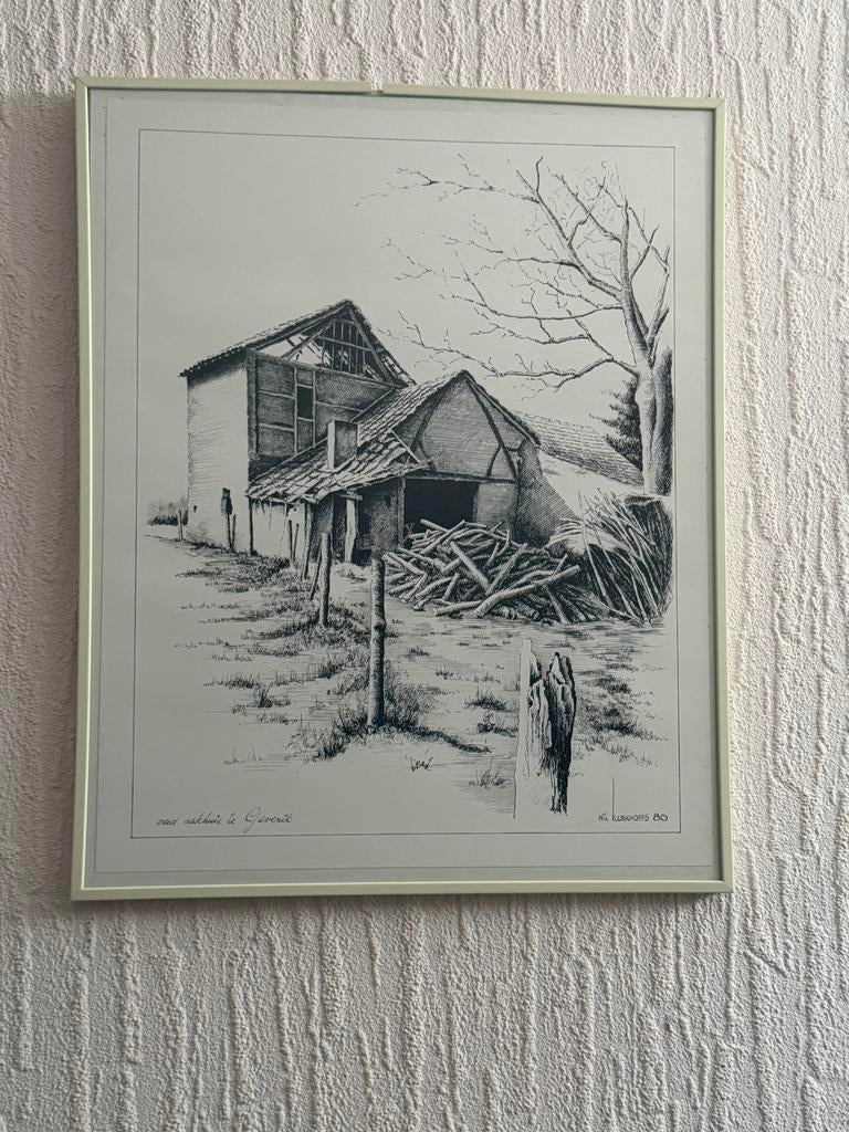 Nic Kerckhoffs - Oud Bakhuis te Geverik - Tekening 19890, Antiek en Kunst, Ophalen