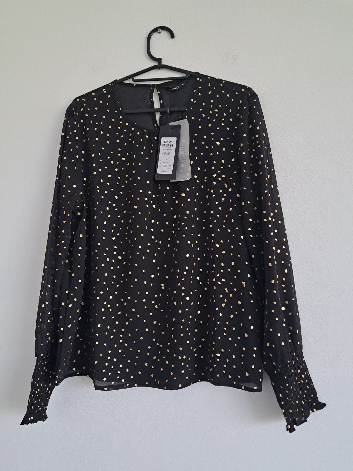 Only Blouse Stippen 40/L Nieuw, Kleding | Dames, Blouses en Tunieken, Only, Ophalen of Verzenden, Nieuw, Zwart