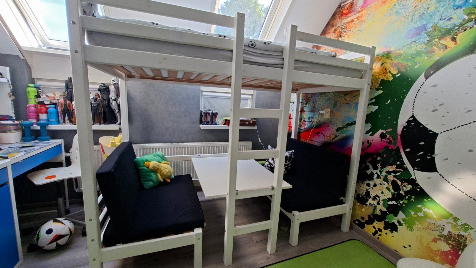 Hoppekids hoogslaper bed, bankje en bureau in 1!, Kinderen en Baby's, Kinderkamer | Bedden, Ophalen, 85 tot 100 cm, Zo goed als nieuw