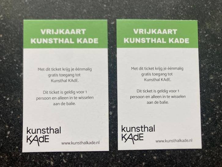 Twee vrijkaarten Kunsthal KAdE Amersfoort voor EUR 20,-, Twee personen, Ticket of Toegangskaart