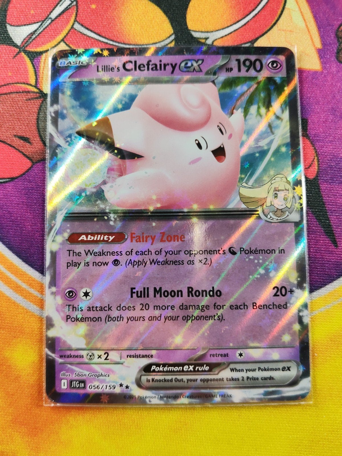 Lillie's Clefairy ex 056/159 - Pokémon TCG Kaart, Ophalen of Verzenden, Zo goed als nieuw, Losse kaart, Foil