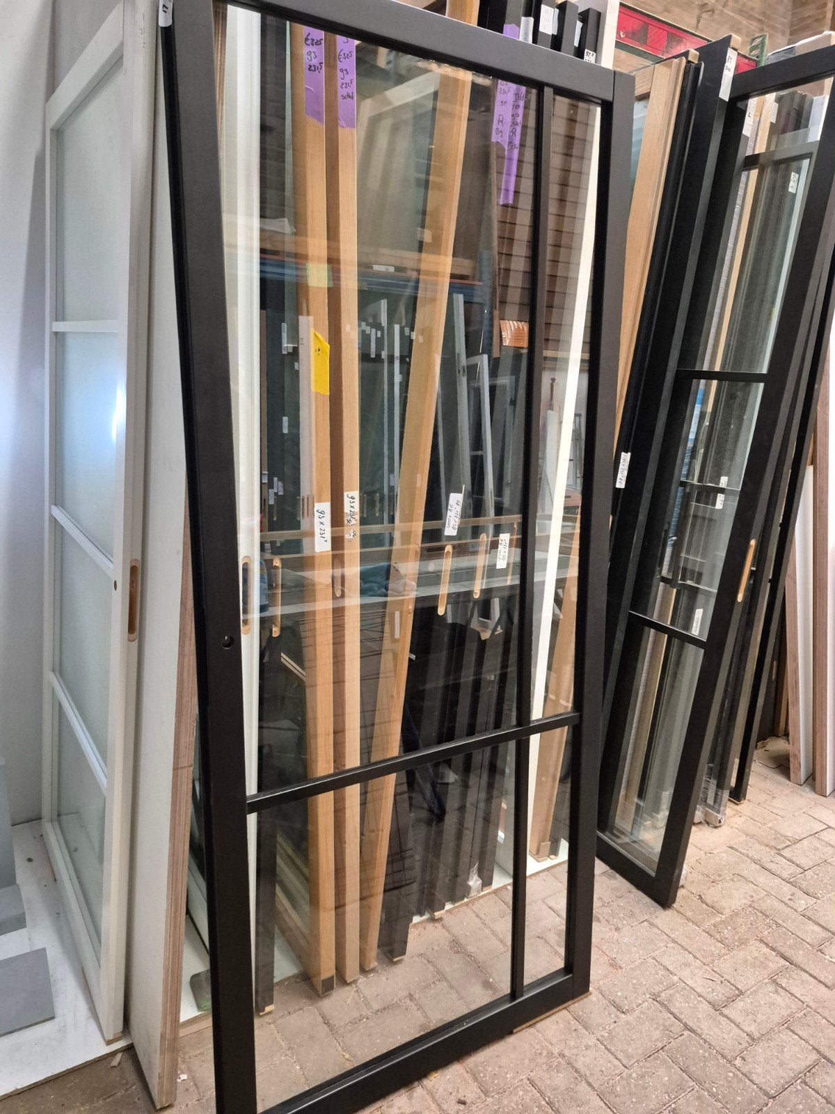 93x2115cm opdek deur links staallook zwart SL48, Ophalen, 80 tot 100 cm, Binnendeur, Nieuw