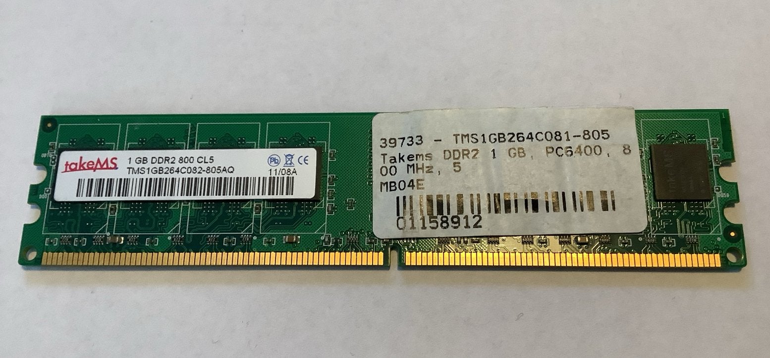 SDRAM 1GB DDR2 PC6400 Geheugenmodule, Computers en Software, RAM geheugen, Ophalen of Verzenden, DDR2, Desktop, Gebruikt