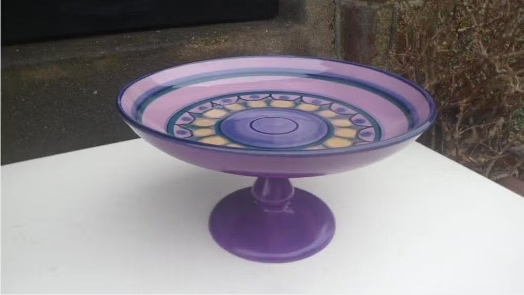Schaal op voet FLORA Gouda Holland Lila, Tazza / Fruitschaal, Ophalen of Verzenden