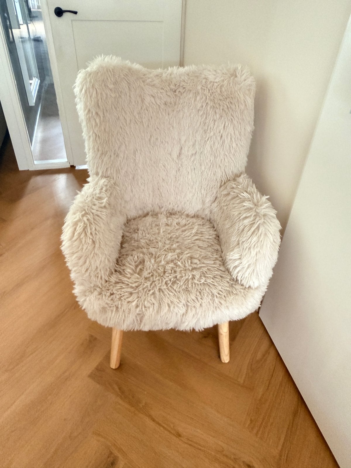 Teddy Fauteuil met Voetenbank - Off-white, Huis en Inrichting, Fauteuils, Ophalen, 75 tot 100 cm, Zo goed als nieuw, Stof