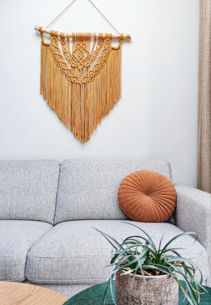Handgemaakt macramé wandkleed geel, Geel, Wandkleed, Nieuw, Ophalen of Verzenden