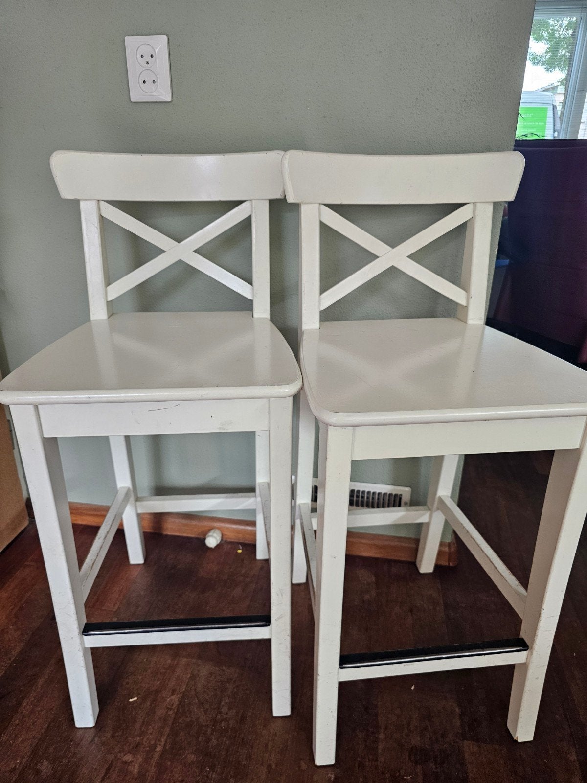 IKEA Rosentorp barkrukken - set van 2, Huis en Inrichting, Barkrukken, Ophalen, Gebruikt, Met voetsteun, 90 cm of meer