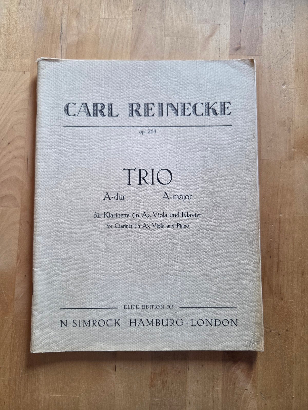 Carl Reinecke Trio A-dur op. 264 - Klarinet, Altviool, Piano, Gebruikt, Piano, Verzenden, Klassiek