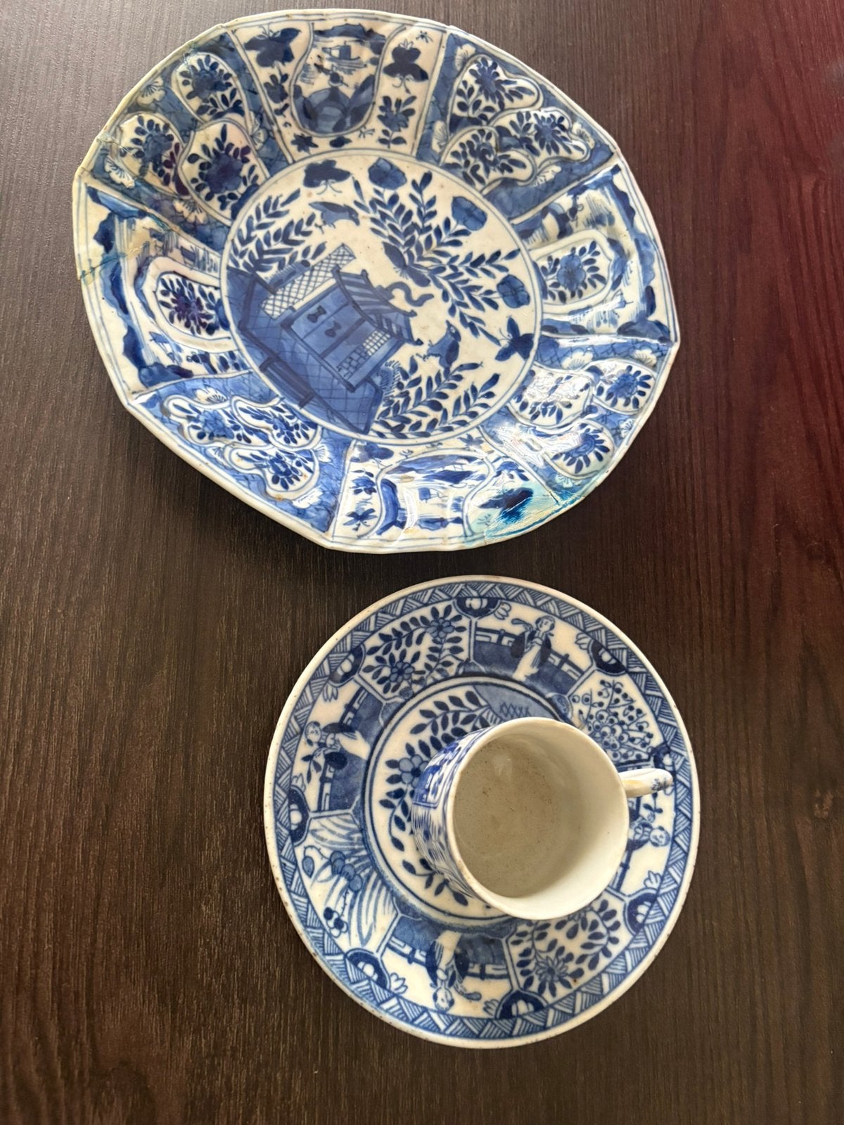 Authentieke Chinese Kangxi Borden en Kopje - 18e Eeuw, Antiek en Kunst, Ophalen of Verzenden
