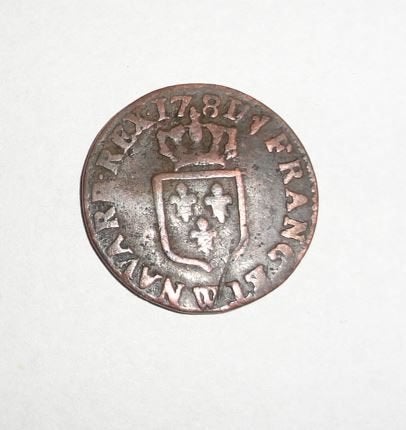 Munt 1 Liard 1781 Frankrijk, Ophalen of Verzenden, Frankrijk, Losse munt
