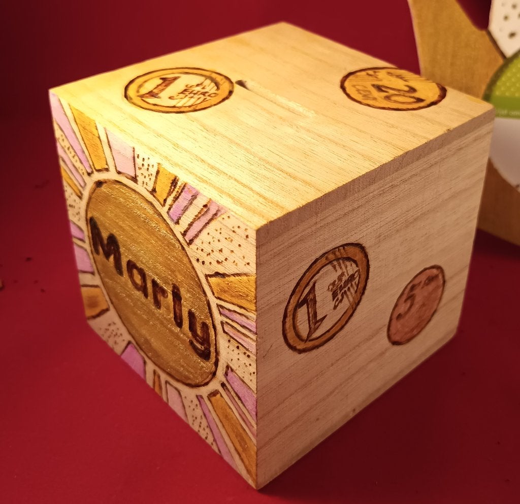 spaarpot, piratenkistje, tandendoosje PYROGRAFIE creamar, Ophalen of Verzenden, Nieuw, Overige typen, Overige