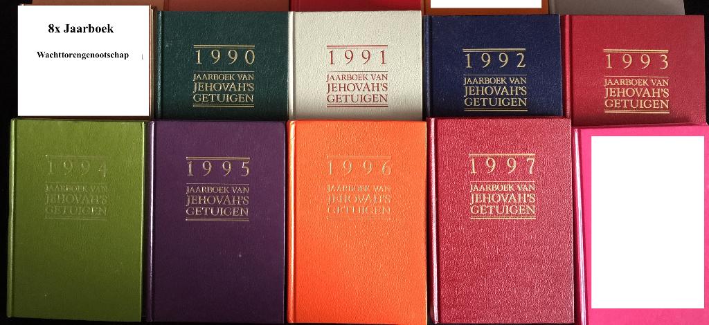 Teab 8x NL Jaarboek Wachttoren JG 1990 t/m 1997, Boeken, Godsdienst en Theologie, Zo goed als nieuw, Overige religies, Ophalen