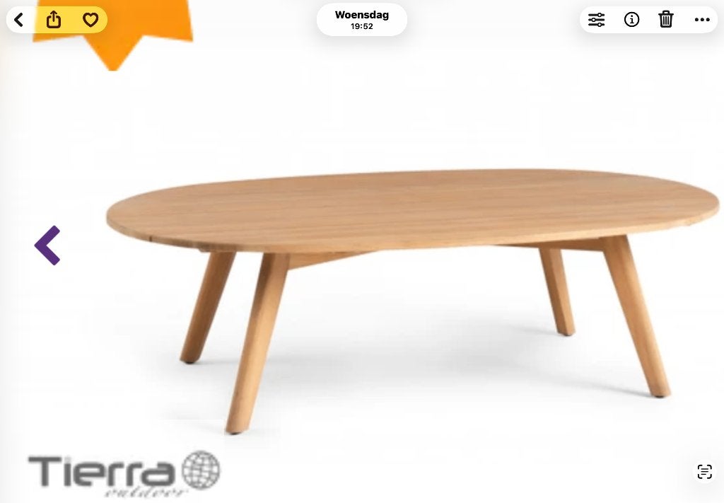 Nieuw in doos! Tierra Outdoor Pep Coffee Table Teak(70 x120), Ophalen, Nieuw, Teakhout, Loungeset